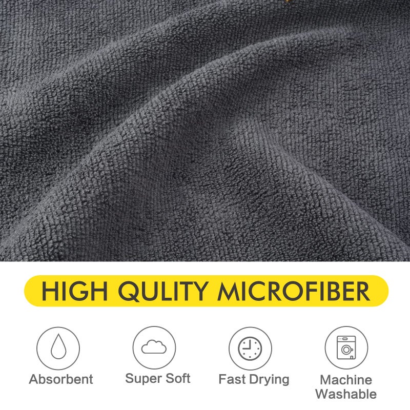 KinHwa Dog Towel Super Absorbent Microfiber Dog Drying Towel Soft Pet Bath Towel for All Dogs and Cats with Embroidered Paw Print 30inch x 50inch Gray - Image 3